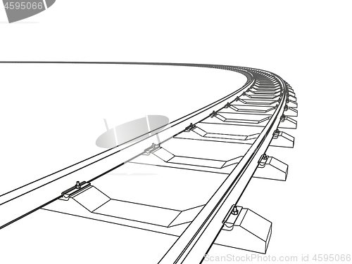 Image of The railway going forward. 3d vector illustration on a white