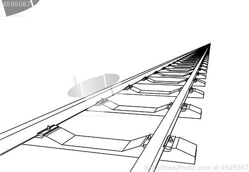 Image of The railway going forward. 3d vector illustration on a white