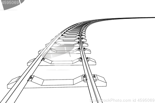 Image of The railway going forward. 3d vector illustration on a white