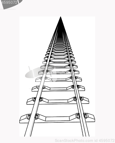 Image of The railway going forward. 3d vector illustration on a white