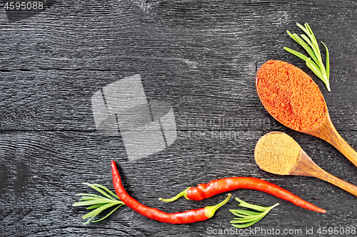 Image of Frame of different pepper on black board top