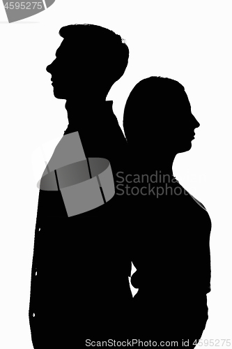 Image of Black white contour portrait of two young men