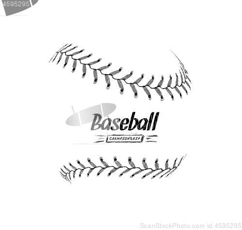 Image of Hand-drawn baseball ball isolated on white background.