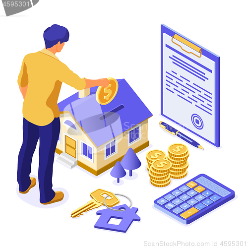 Image of Sale Purchase Rent Mortgage House Isometric