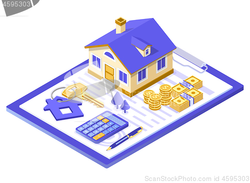 Image of Sale Purchase Rent Mortgage House Isometric