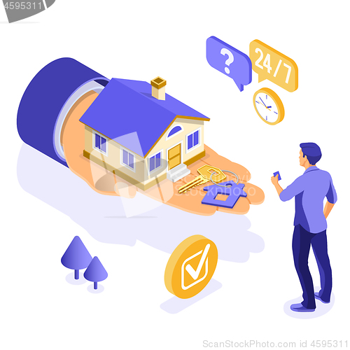 Image of Sale Purchase Rent Mortgage House Isometric