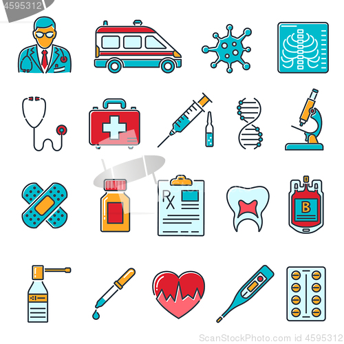 Image of Medical Healthcare Colored Line Icons Set