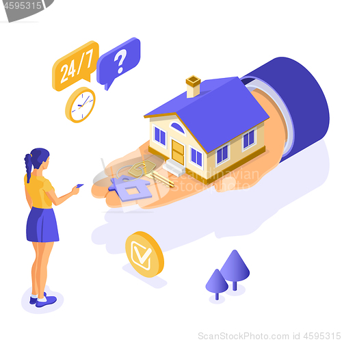 Image of Sale Purchase Rent Mortgage House Isometric