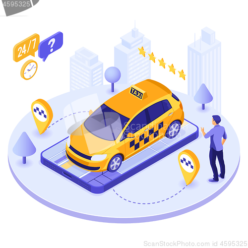 Image of Online Taxi Isometric Concept