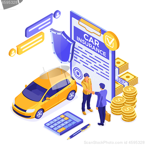 Image of Car Insurance Isometric Concept