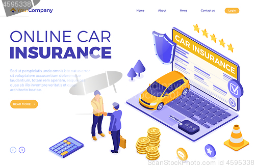 Image of Online Car Insurance Isometric Concept