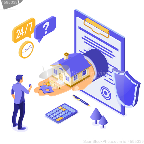 Image of Sale Purchase Rent Mortgage House Isometric