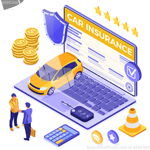 Image of Online Car Insurance Isometric Concept