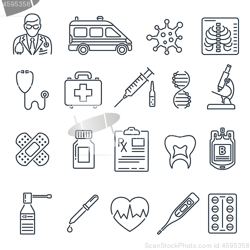 Image of Medical Healthcare Line Icons Set