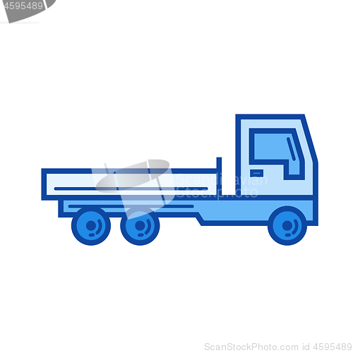 Image of Flat bed truck line icon.