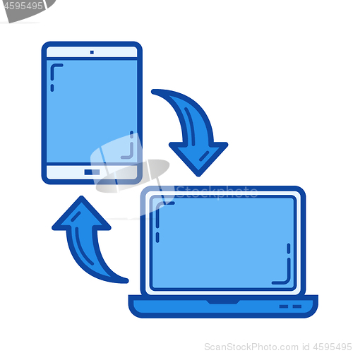 Image of Mobile data synchronization line icon.