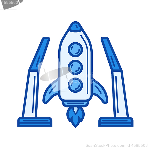 Image of Spaceship launch line icon.