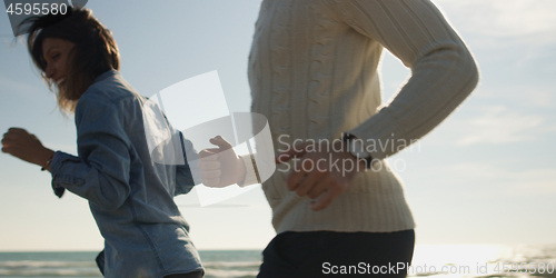 Image of Young family enjoying vecation during autumn