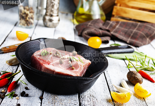 Image of raw meat in pan