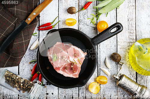 Image of raw meat in pan