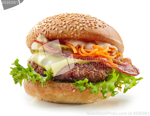 Image of burger on white background