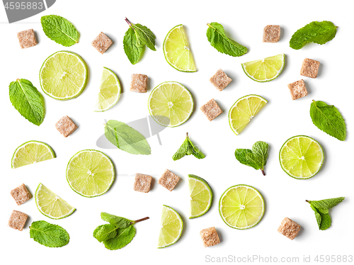 Image of mojito ingredients on white background