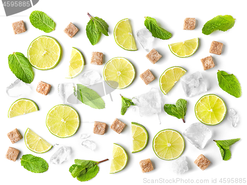 Image of mojito ingredients on white background