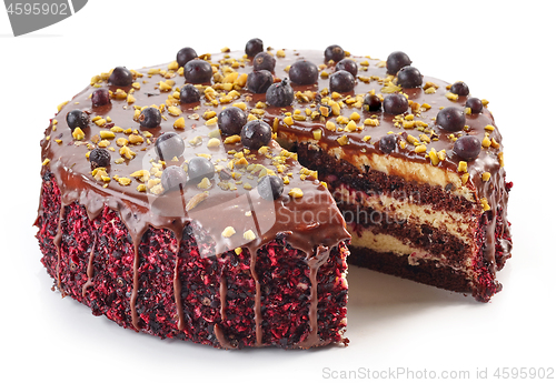 Image of chocolate and blackcurrant cake