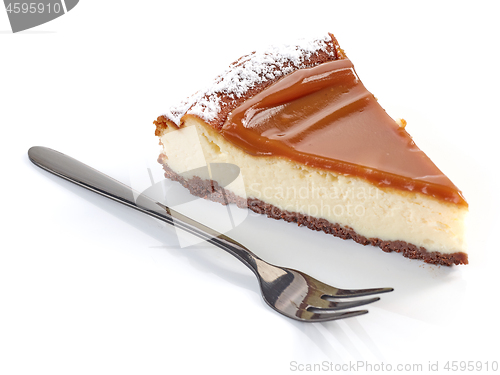 Image of piece of caramel cheesecake