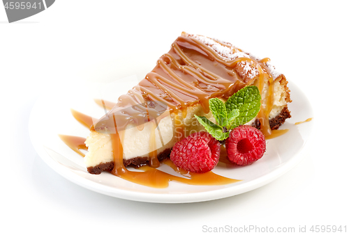 Image of piece of caramel cheesecake