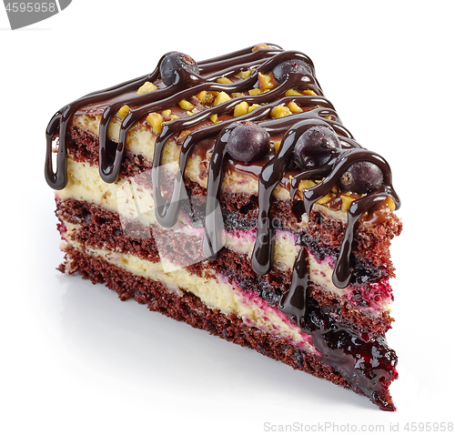 Image of piece of chocolate and blackcurrant cake