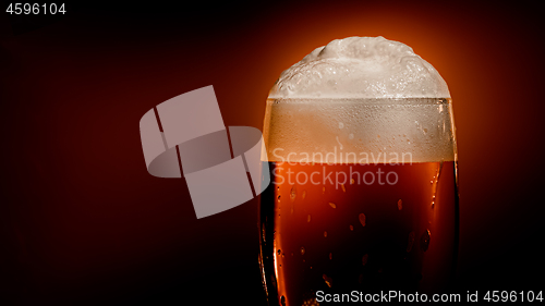 Image of Lager beer settles in the glass with a white cap of foam