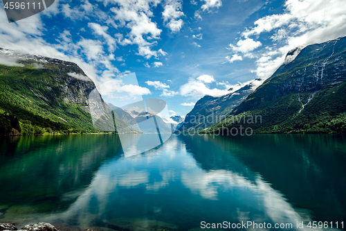 Image of lovatnet lake Beautiful Nature Norway.