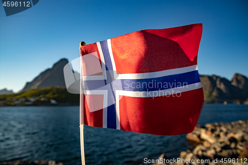 Image of Norway Flag. Beautiful Nature Norway natural landscape.