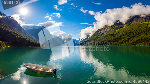 Image of lovatnet lake Beautiful Nature Norway.