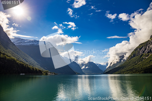 Image of lovatnet lake Beautiful Nature Norway.