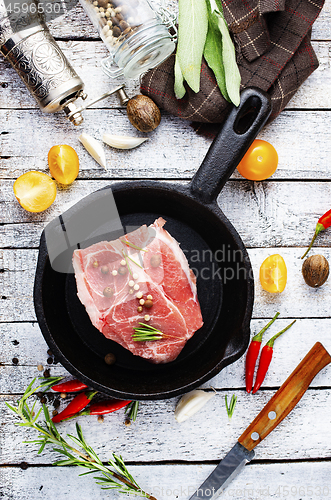 Image of raw meat in pan