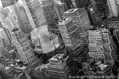 Image of Aerial view of New York skyline with Manhattan midtown urban skyscrapers, New York City, USA.