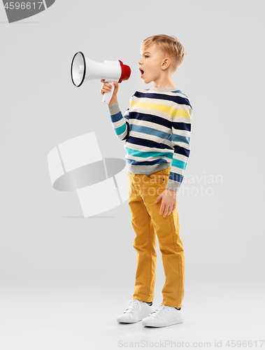 Image of little boy speaking to megaphone