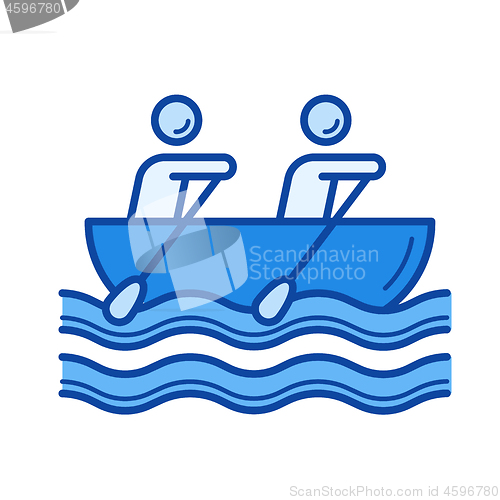 Image of Canoe rowing line icon.