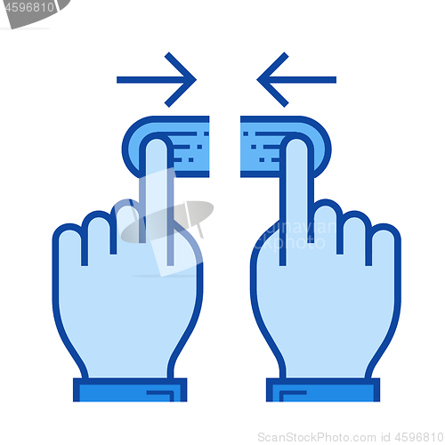 Image of Two hand unpinch line icon.