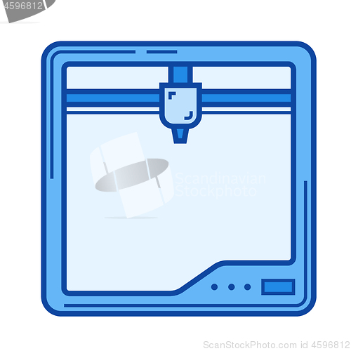 Image of Three D printer line icon.