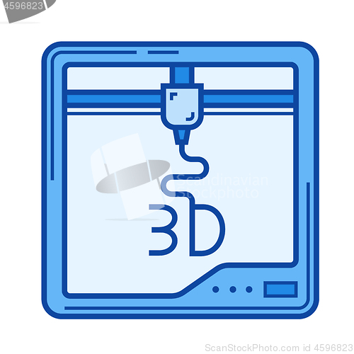 Image of Three D print line icon.