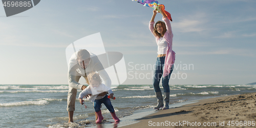 Image of Young family enjoying vecation during autumn