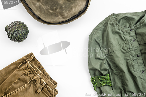 Image of Green clothes on white background