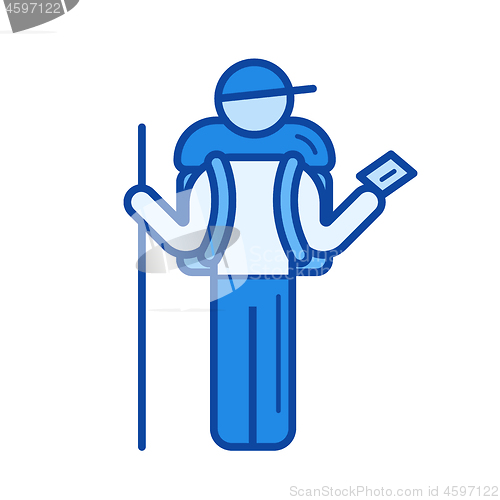 Image of Mountain tourism line icon.