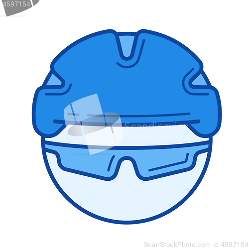 Image of Bicycle helmet line icon.