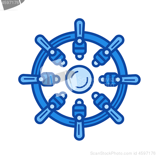 Image of Ship steering wheel line icon.