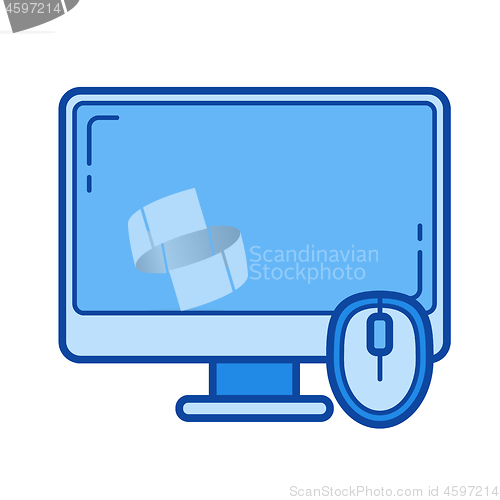 Image of Computer desktop line icon.