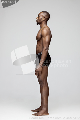 Image of Fit young man with beautiful torso isolated on white background